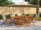 7-Piece Garden Dining Set Natural Solid Acacia Wood 3434488