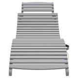 Sun Lounger Grey Solid Acacia Wood Standard Foldable 363279