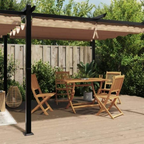 ZNTS Garden Gazebo with Retractable Roof Taupe 3x6 m Aluminium 3217063