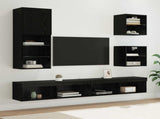 TV Wall Units with LED 5 pcs Black Oak Engineered Wood 3402952