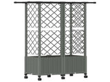 Raised Bed with Trellis and Roof Light Grey 124 x 40 x 142 cm 3423040