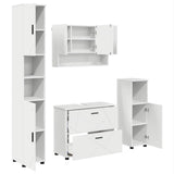 Bathroom Furniture Set 4 pcs White Engineered Wood and Metal 3393043