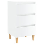 Bed Cabinet with Solid Wood Legs High Gloss White 40x35x69 cm 805899