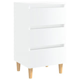 Bed Cabinet with Solid Wood Legs High Gloss White 40x35x69 cm 805899