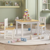 3 Piece Children Table and Chair Set White and Beige MDF 10410