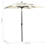 ZNTS 3-Tier Garden Parasol with Aluminium Pole Sand 2x2 m 313844