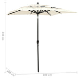 Parasol Sand Polyester 2m x 2m Collapsible Garden Parasol 313844