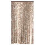 Fly Curtain Beige and Dark Brown 100x220 cm Chenille 377323