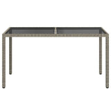 Garden Table 150x90x75 cm Tempered Glass and Poly Rattan Grey 316708