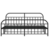 Metal Bed Frame without Mattress with Footboard Black 193x203cm 353659