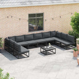 Garden Sofa Set with Cushion 11 pcs Black Aluminium 3378903