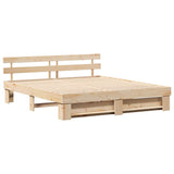 Bed Frame with Headboard Brown 180 x 200 cm Solid Pine Wood 3385673