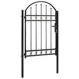 Fence Gate ASSEN with Arched Top Steel 102x150 cm Black 143086