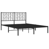 Metal Bed Frame without Mattress with Headboard Black 140x190cm 374437