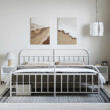 Bed Frame White Powder-Coated Steel Double Bed Frame 353708