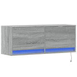 TV Wall Cabinet with LED Lights Grey Sonoma 100x31x35 cm 852367