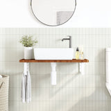Basin Shelf Wall Mounted Steel and Solid Wood Oak 3302344
