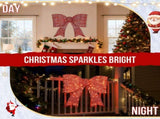 Pre-lit Outdoor Giant Bowknot Christmas Decoration, Lighted Metal Frame with 124 Warm White LED 65416692