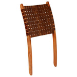 Folding Chair Crossed-Stripe Brown Real Leather 246365