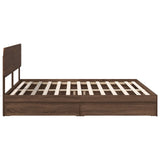 Storage Bed with Drawer Brown Oak 200 x 200 cm Engineered Wood 3412247