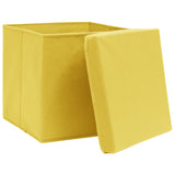 Storage Boxes with Lids 10 pcs Yellow 32x32x32 cm Fabric 288368
