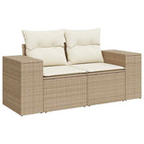9 Piece Garden Sofa Set with Cushions Beige Poly Rattan Acacia 3327411
