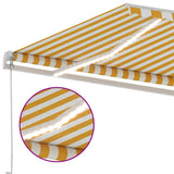 ZNTS Manual Retractable Awning with LED 500x350 cm Yellow and White 3069663