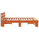 Bed Frame with Headboard Wax Brown 140 x 200 cm Solid Pine Wood 872484