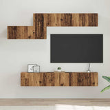 TV Cabinet Set with Drawer 7 pcs Old Wood Engineered Wood 3393486