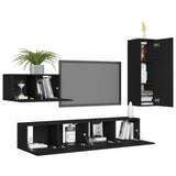 4 Piece TV Cabinet Set Black Engineered Wood 3078783