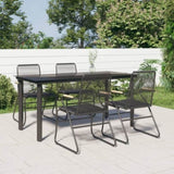 5 Piece Garden Dining Set Black PVC Rattan 3156572