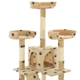 Cat Tree with Sisal Scratching Posts 170 cm Paw Prints Beige 170615
