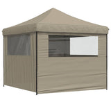 Foldable Party Tent Pop-Up with 4 Sidewalls Taupe 4004930