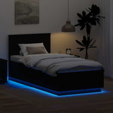Bed Frame with Headboard Black 100 x 200 cm Engineered Wood 3408104