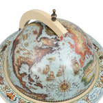ZNTS Globe Bar Wine Stand Eucalyptus Wood Blue 320906