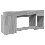 Desk with LED Lights Grey Sonoma 200x55x91 cm Engineered Wood 3309443