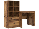 Desk with Drawer with Shelf with Storage 2 pcs Old Wood 3337343