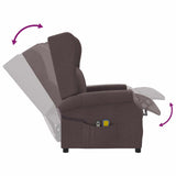 Wing Back Electric Massage Recliner Chair Dark Brown Fabric 3460295