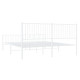 Metal Bed Frame without Mattress with Footboard White 200x200cm 350956