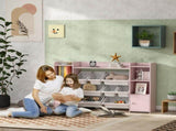 Kids Toy Organizers and Storage with 8 Removable Storage Bins and Bookshelf, Pink T3398P554274