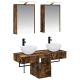 Bathroom Cabinet Set 5 pcs Smoked Oak Engineered Wood 3406283