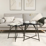ZNTS Side Table Set of 2 - Black Oak Engineered Wood and Metal 869726