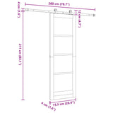 Sliding Door Natural and Black 73.5 x 211 cm Solid Pine Wood 3445459