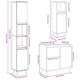 3 Piece Bathroom Furniture Set Concrete Grey Engineered Wood 3324952