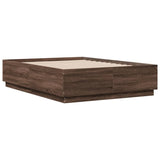 Bed Frame with LED without Mattress Brown Oak 140x190 cm 3209645