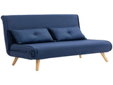 Two-Seater Linen-Look Sofa Bed - Dark Blue T3398P377860