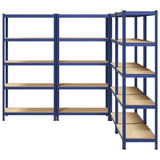 5-Layer Storage Shelves 4 pcs Blue Steel&Engineered Wood 3307607