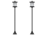 Set of Two 1.8m Traditional Style Solar Lamp Posts - Black T3398P317838