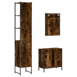 3 Piece Bathroom Furniture Set Smoked Oak Engineered Wood 3214802