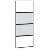 Sliding Door with Hardware Set Black 90x205 cm Tempered Glass 3375830